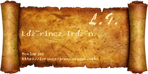 Lőrincz Irén névjegykártya